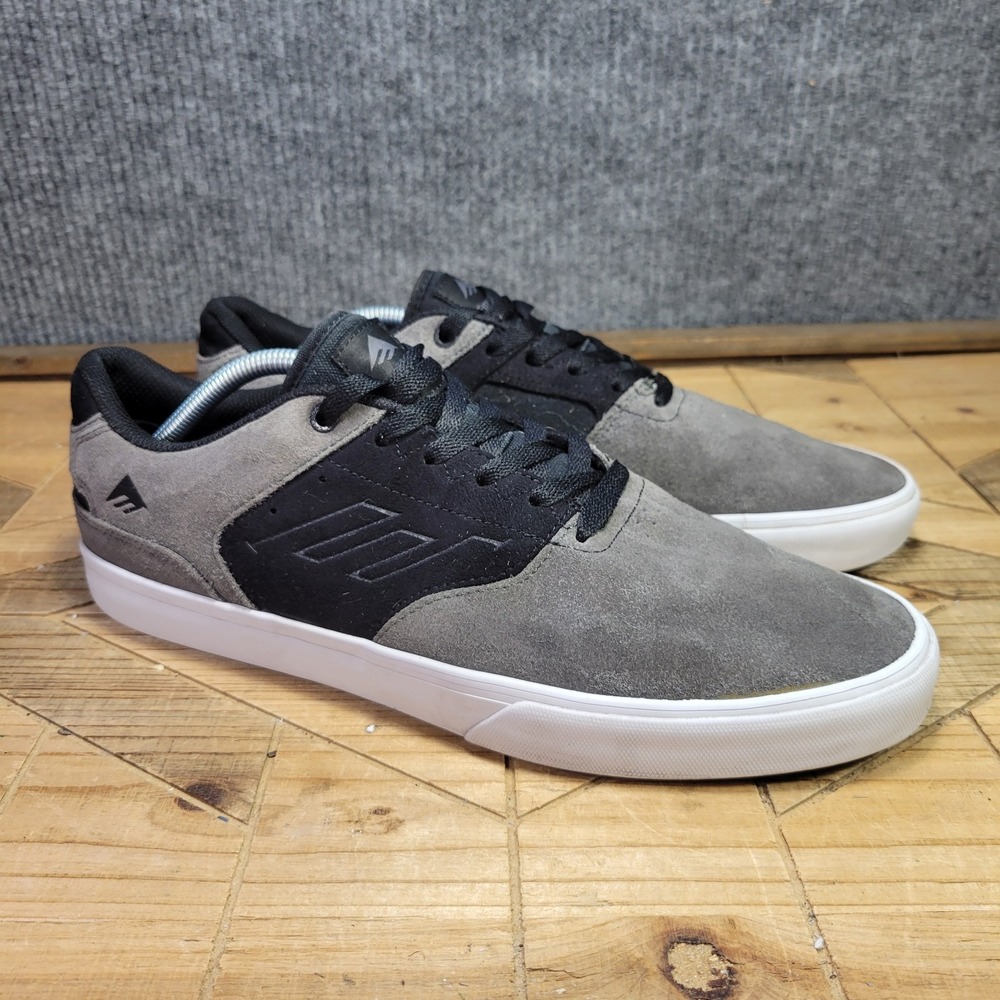 Emerica‎ "The Reynolds Low Vulc'' Men Sz 12 Black Gray Leather Skate Shoes